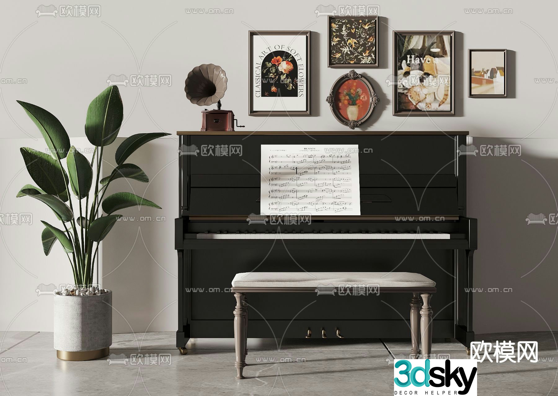 modern piano 3d model