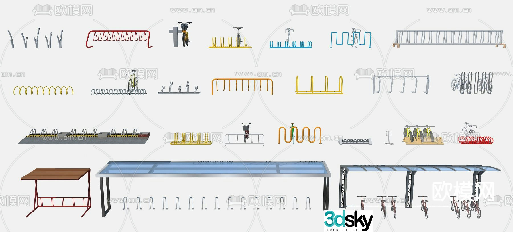 Modern bike rack bike shed 3d model