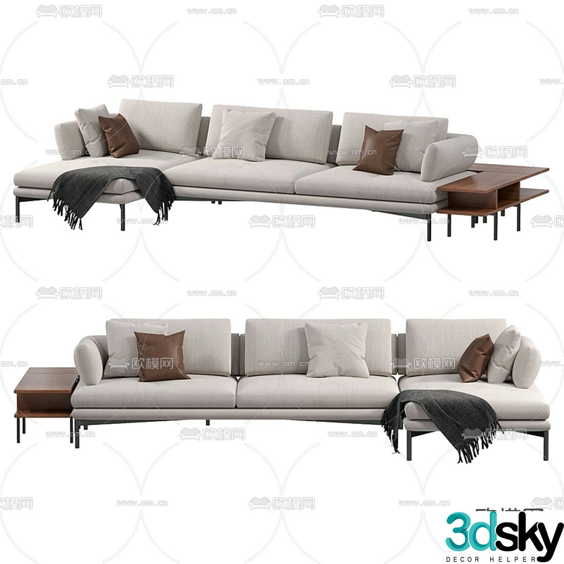 Bonaldo modern white corner sofa 3d model