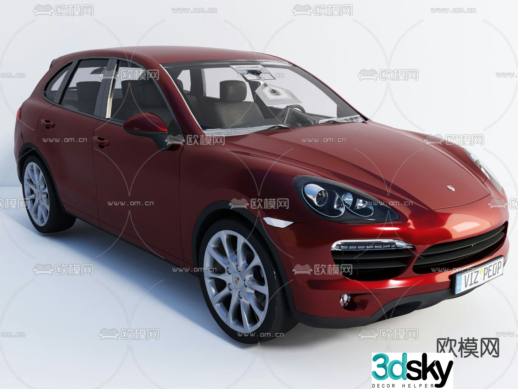 Modern red Porsche Cayenne 3d model