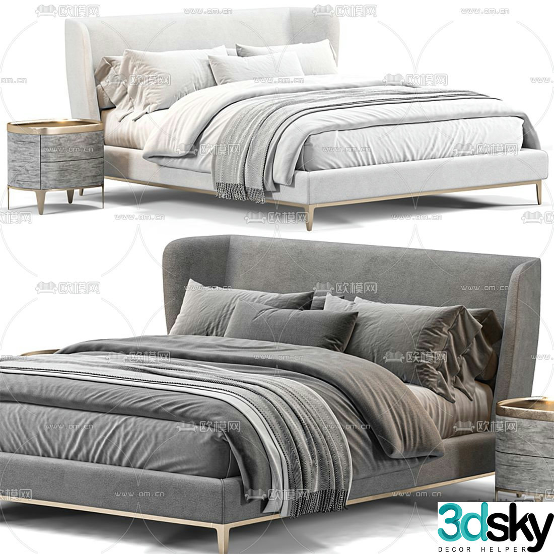 poliform modern double bed 3d model