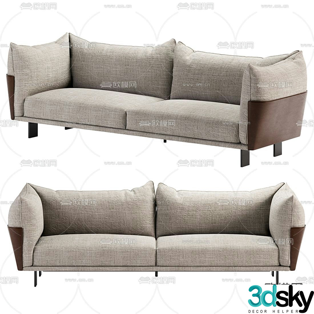 Bonaldo modern gray love seat 3d model