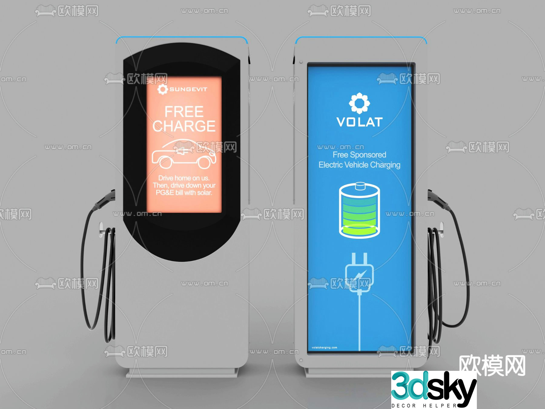Modern new energy electric vehicle charging pile 3D model