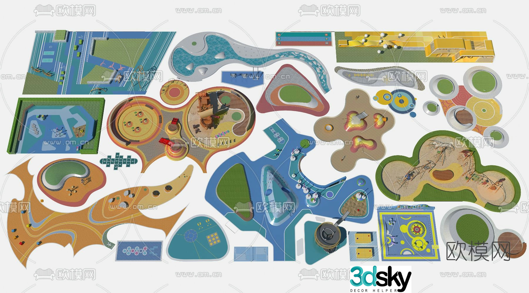 Modern children's outdoor play area amusement equipment 3d model
