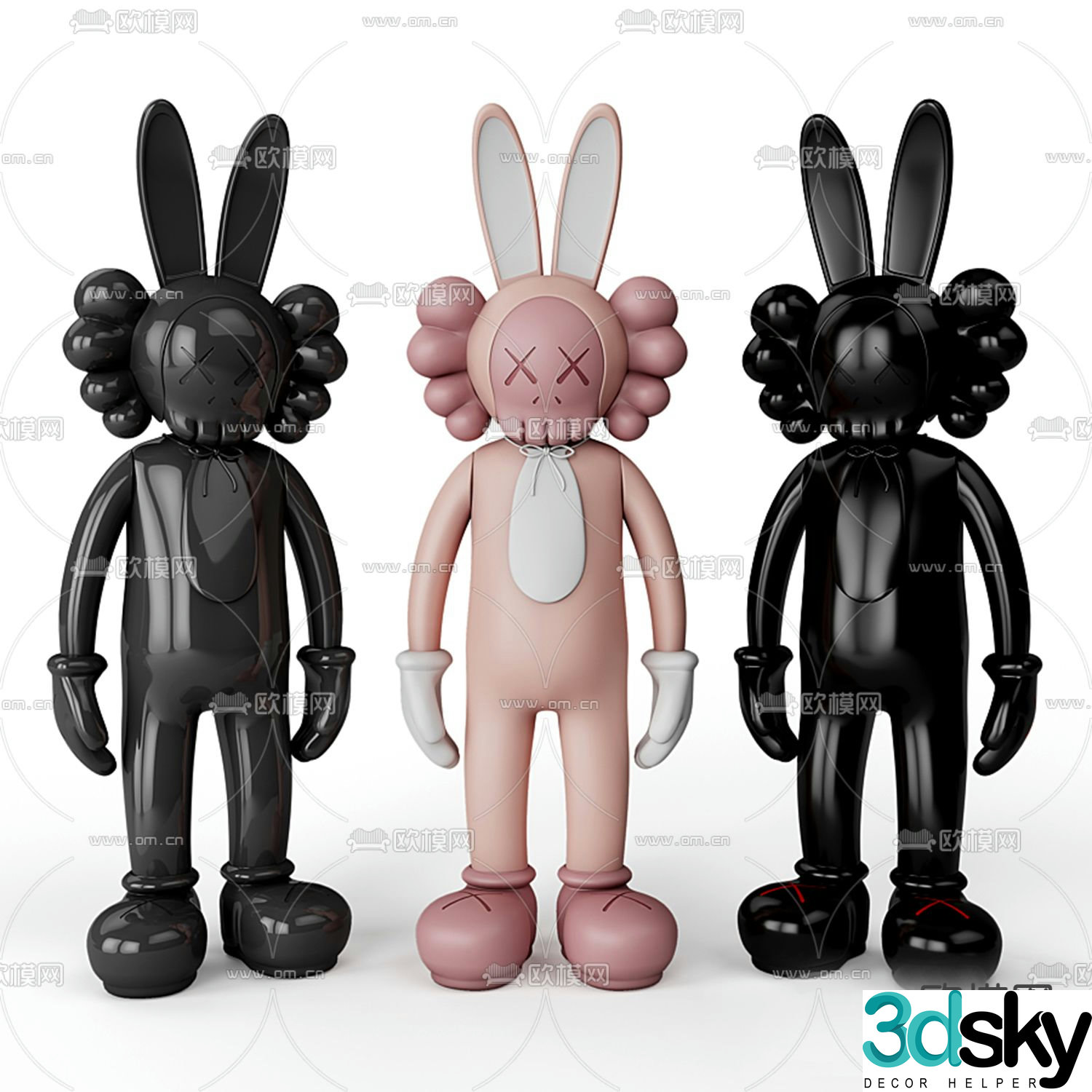 Modern KAWS trendy ornaments 3D model