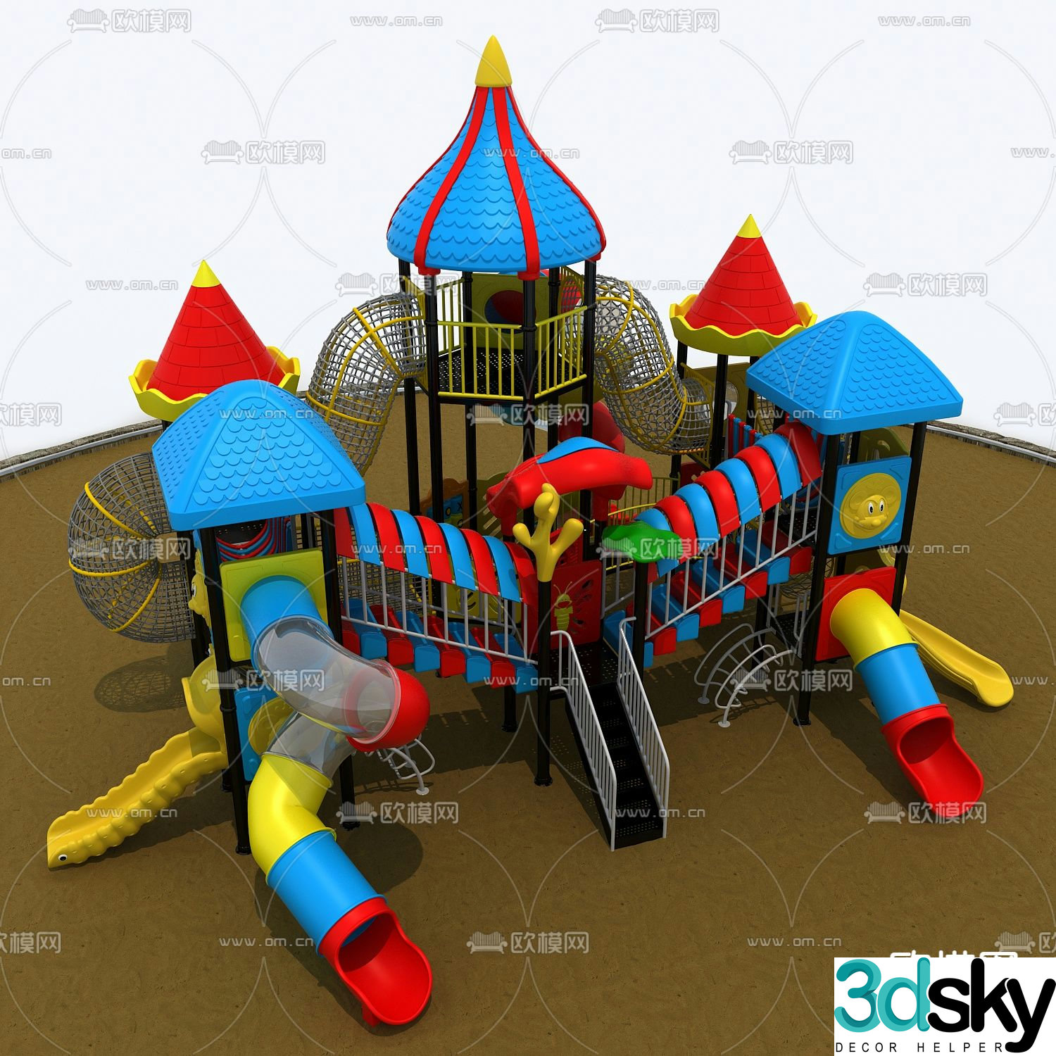 Modern children's slide amusement equipment 3d model