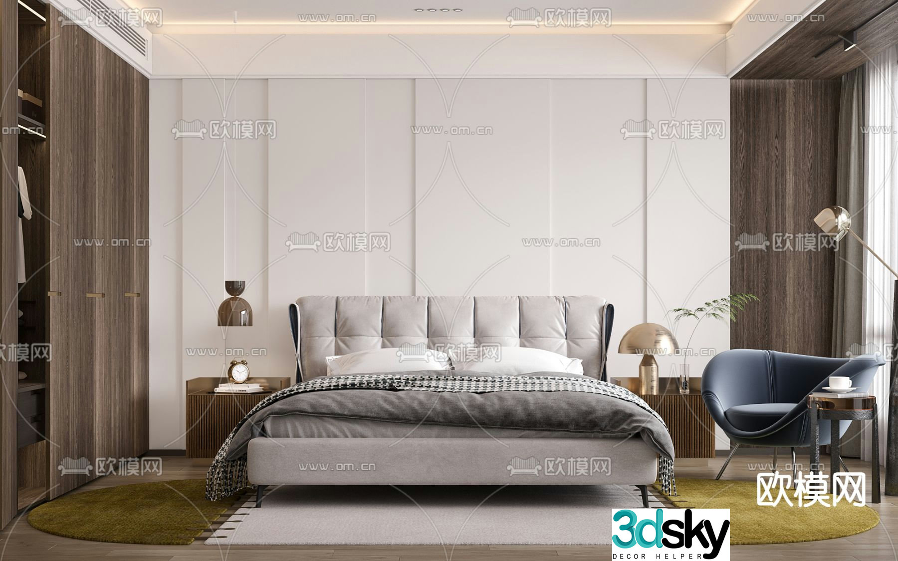Natuzzi modern bedroom master room 3d model