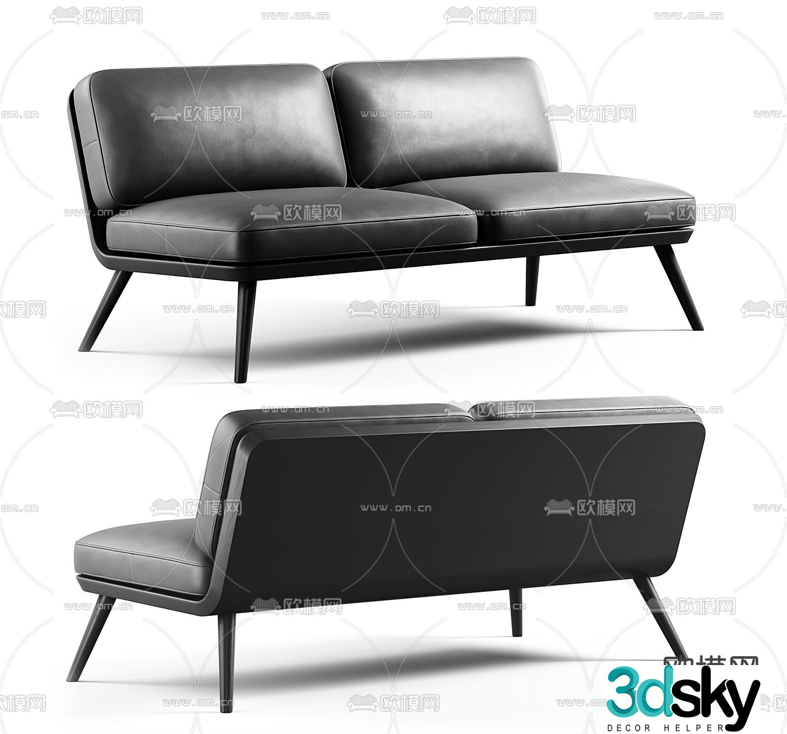 pertica modern black loveseat 3d model