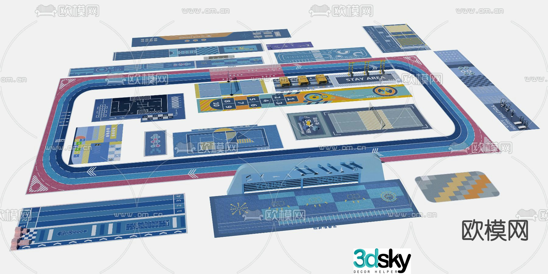 Modern runway fire climbing surface 3d model