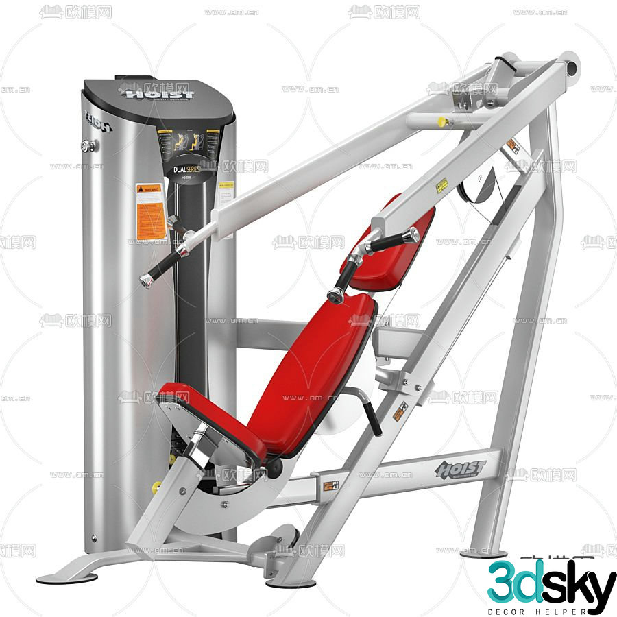 Modern seated chest press fitness equipment 3D model
