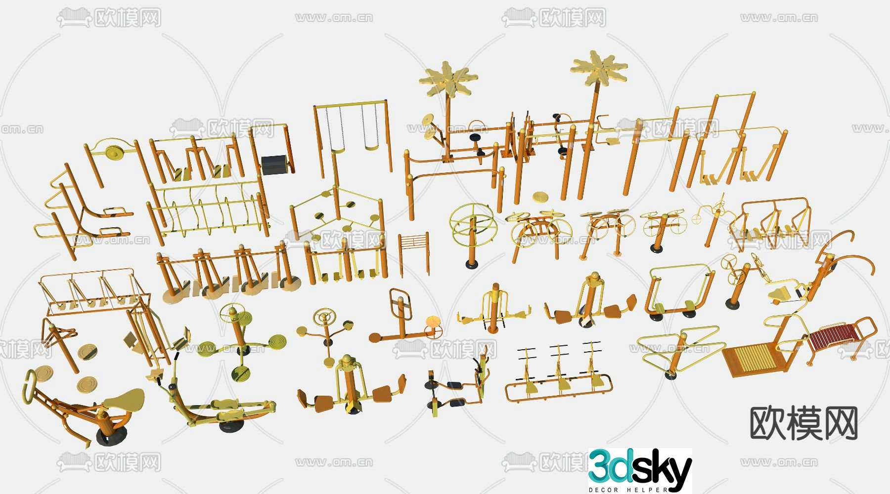 Modern outdoor fitness equipment 3d model