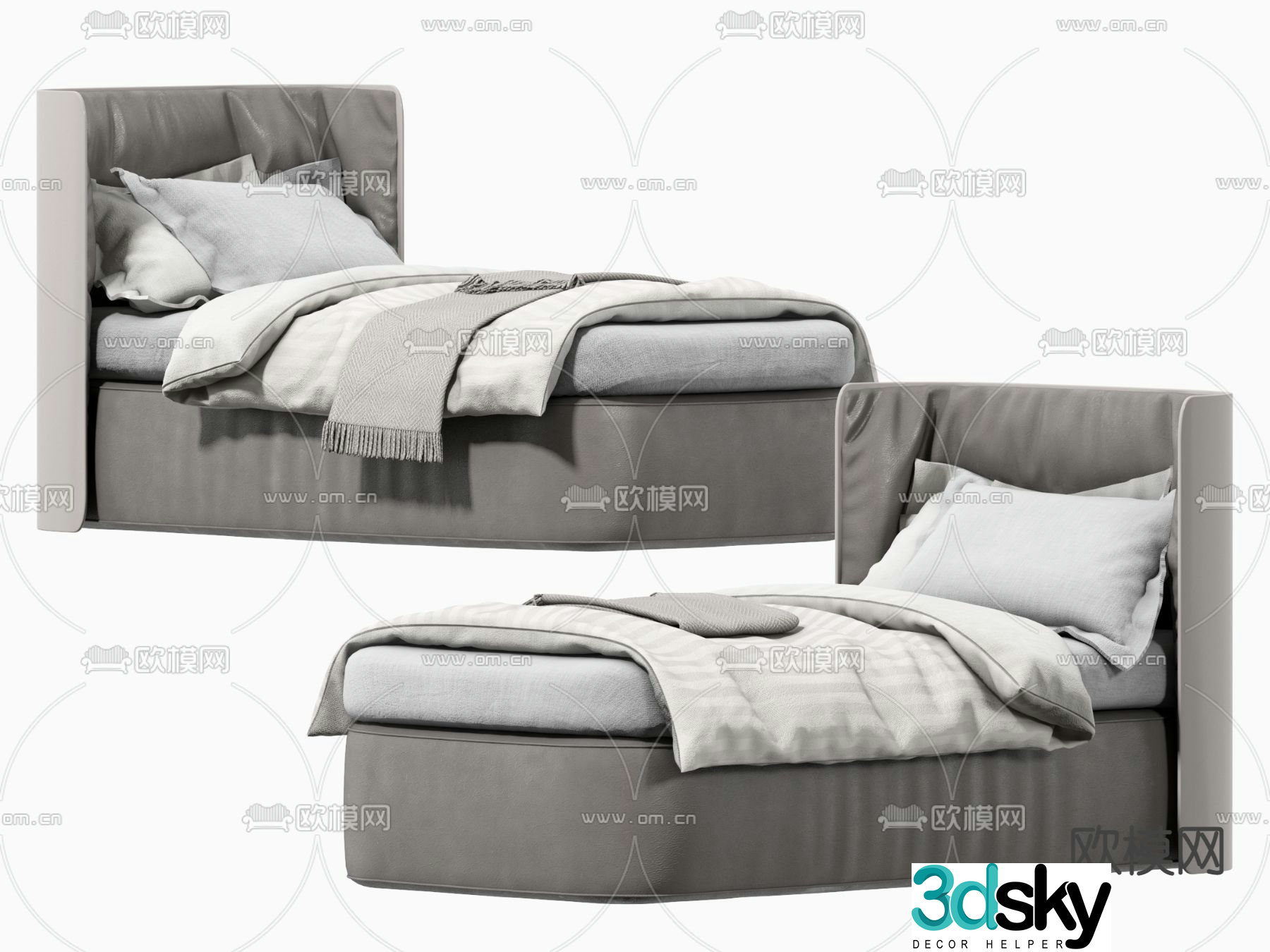Modern fabric single bed children’s bed 3d model