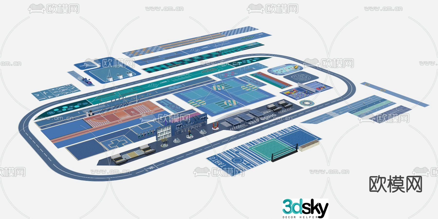 Modern runway fire climbing surface 3d model