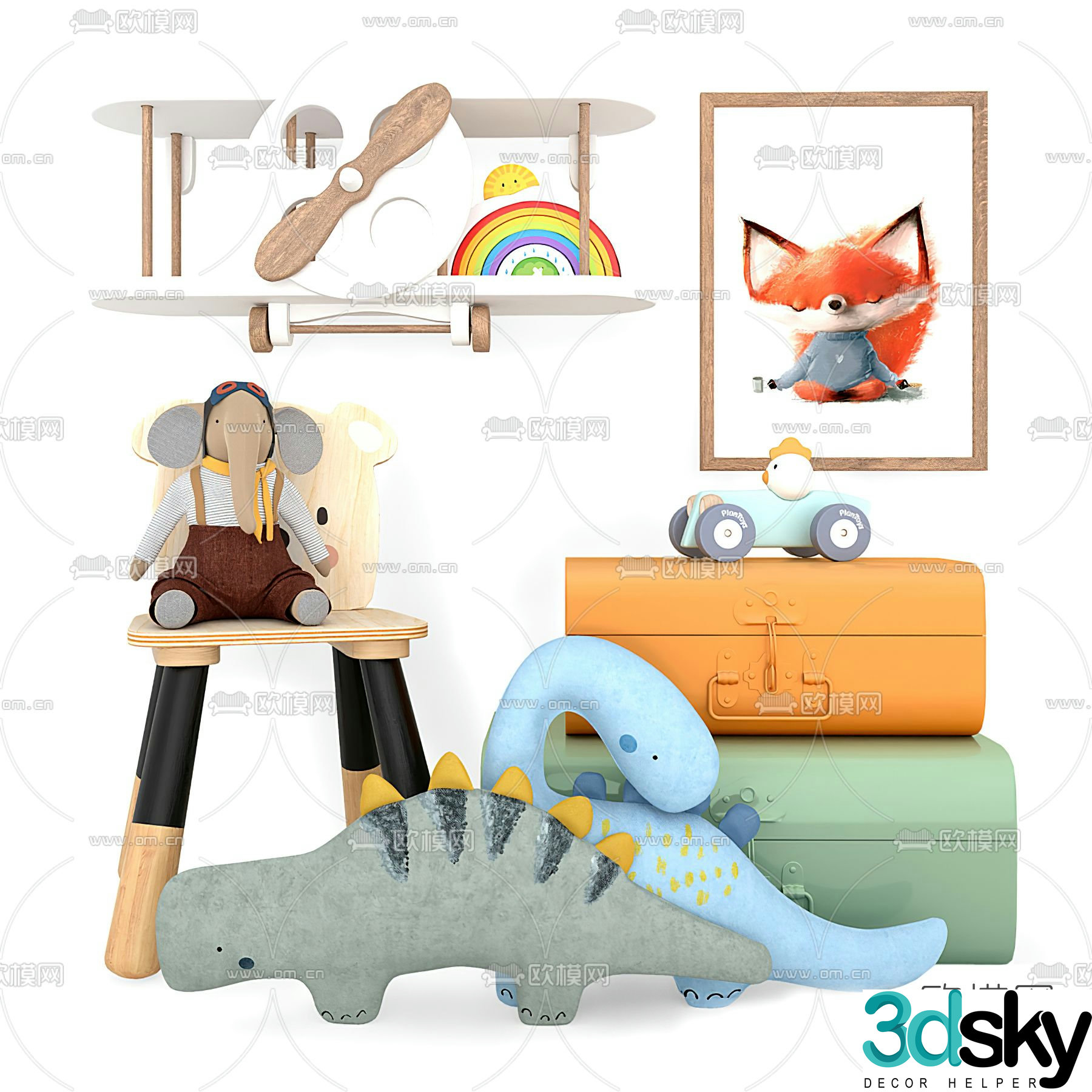 Modern children’s toy single chair 3d model
