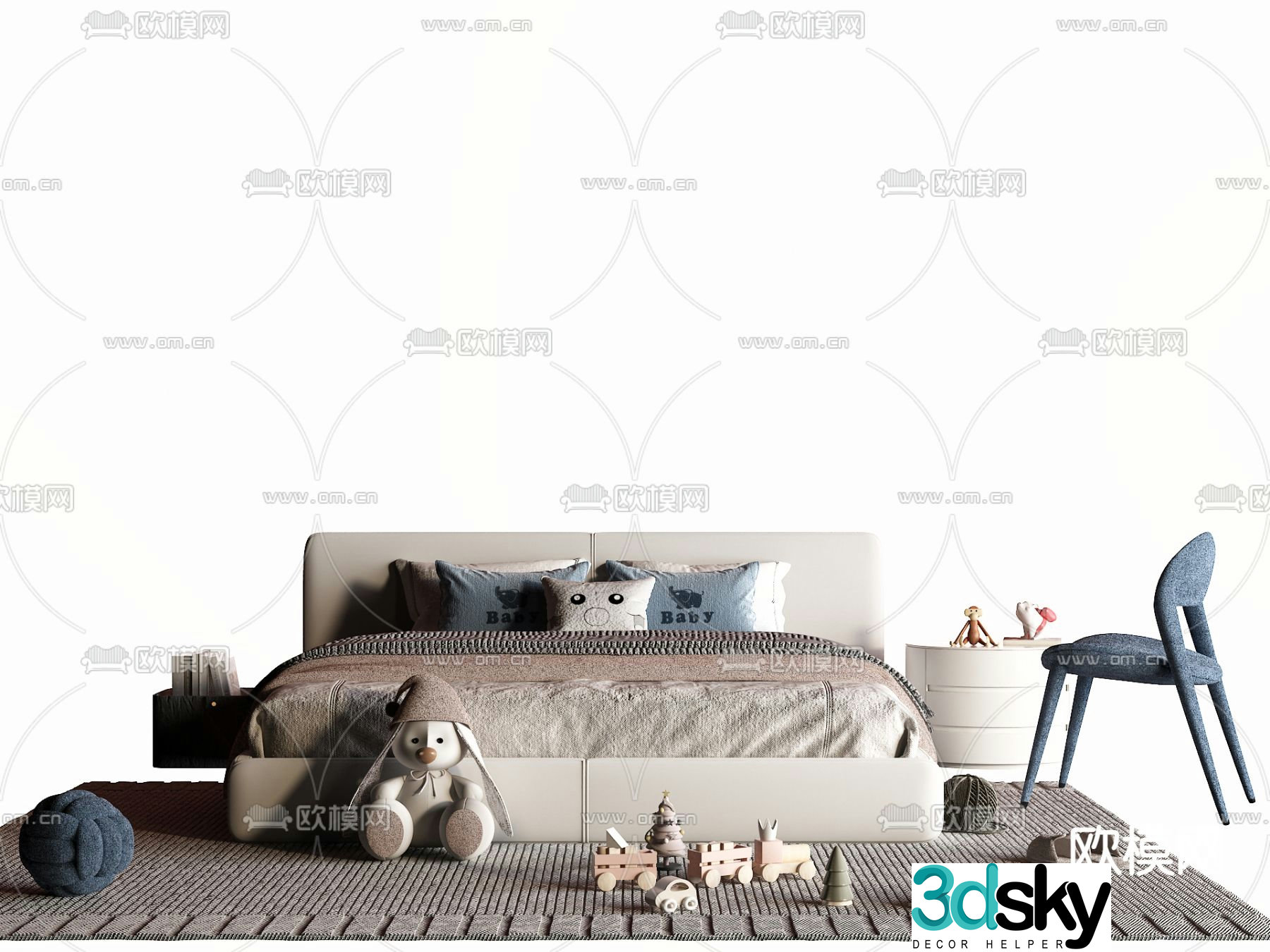 Modern children’s bed 3d model