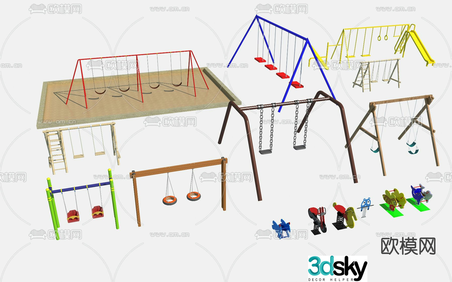 Modern children's play equipment swing 3d model