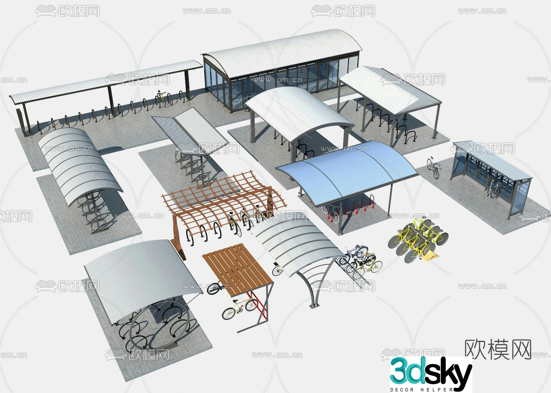 Modern carport bicycle frame 3d model