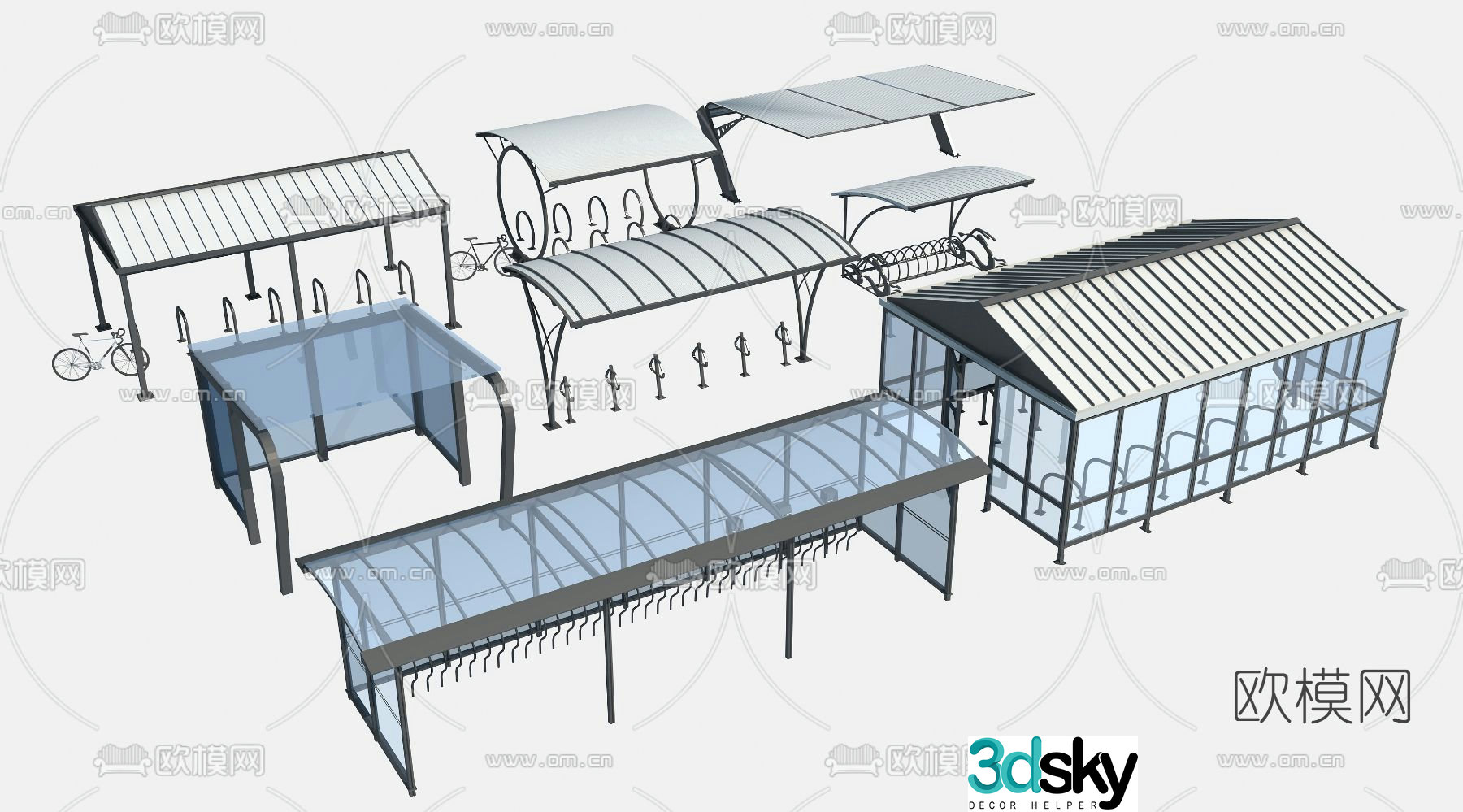 Modern carport bicycle frame 3d model