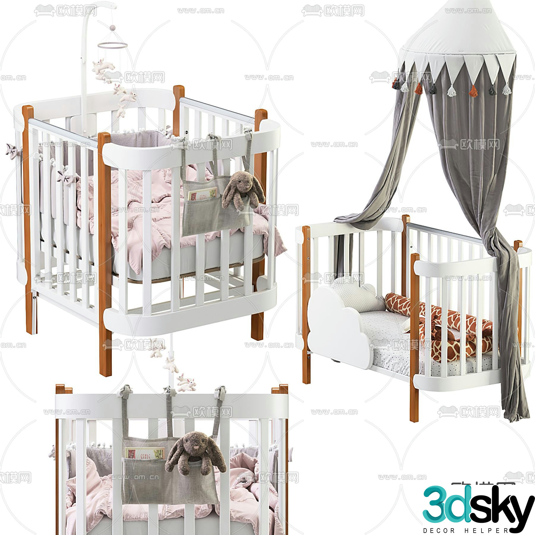 Nordic style crib 3d model
