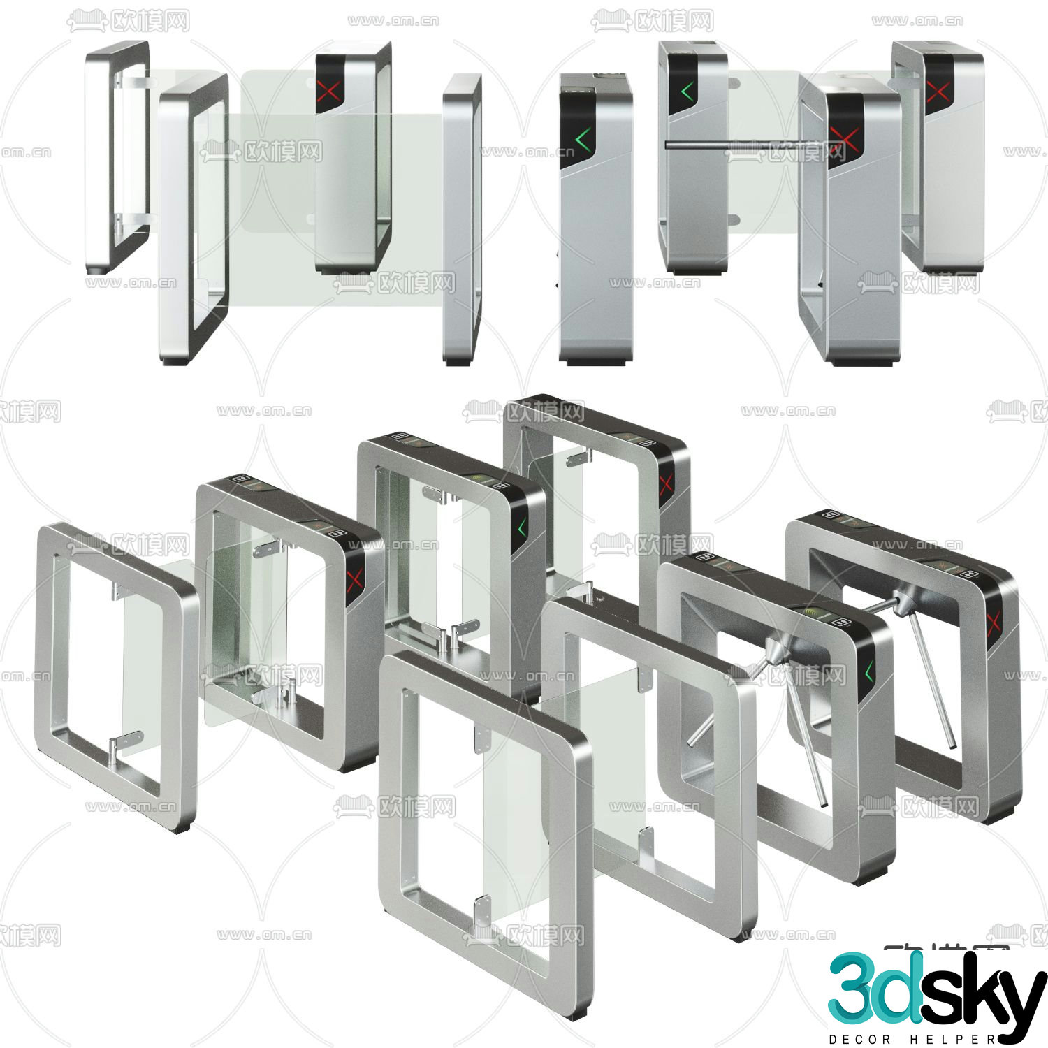 Modern automatic access gate 3d model