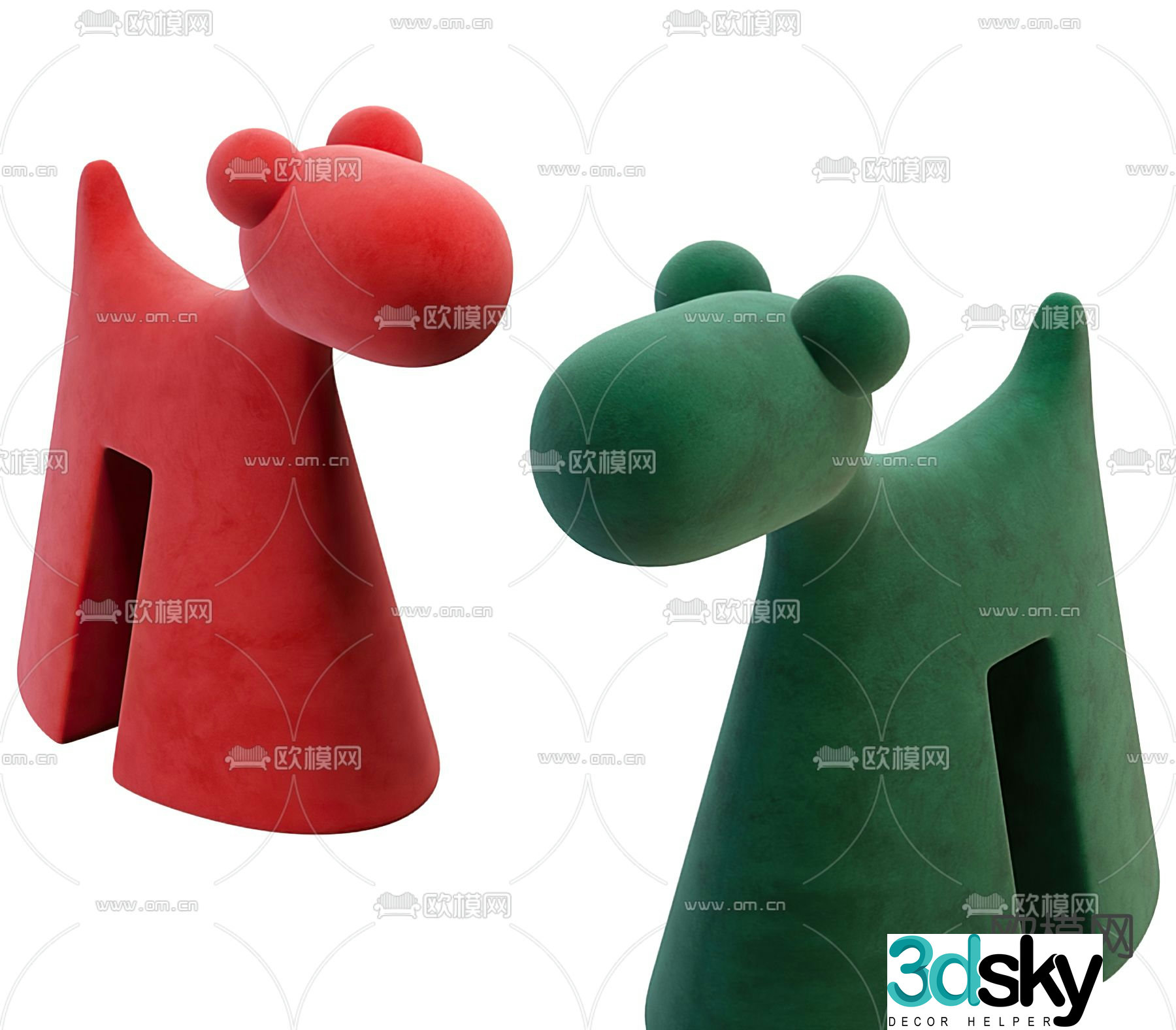 Modern fabric children’s stool 3d model