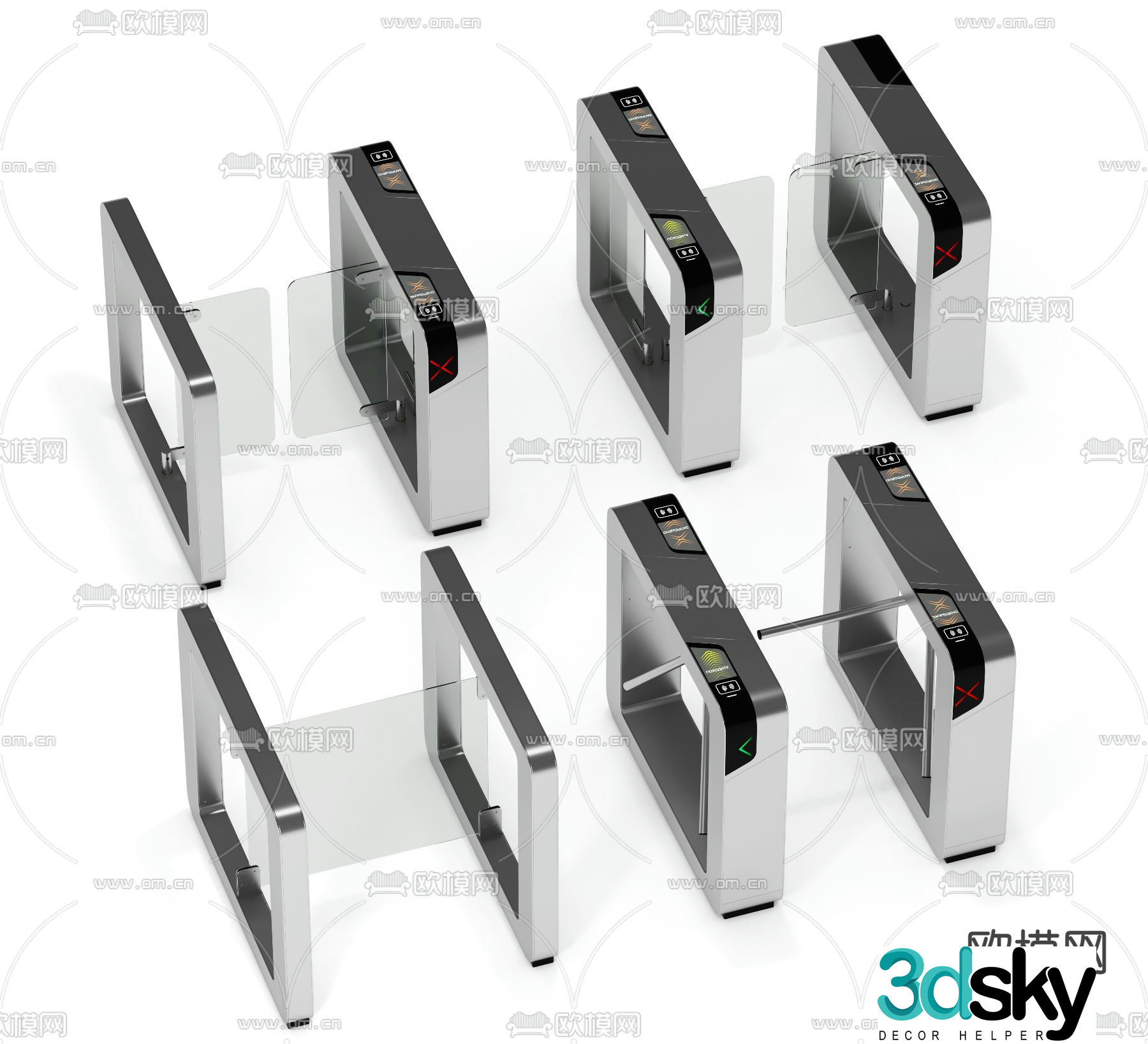Modern gate access control machine 3d model