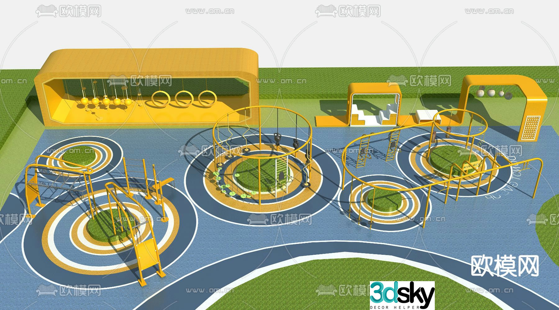 3d model of fitness equipment in modern sports and fitness area