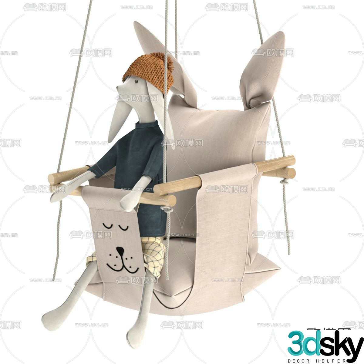 Modern children’s swing hanging chair 3d model