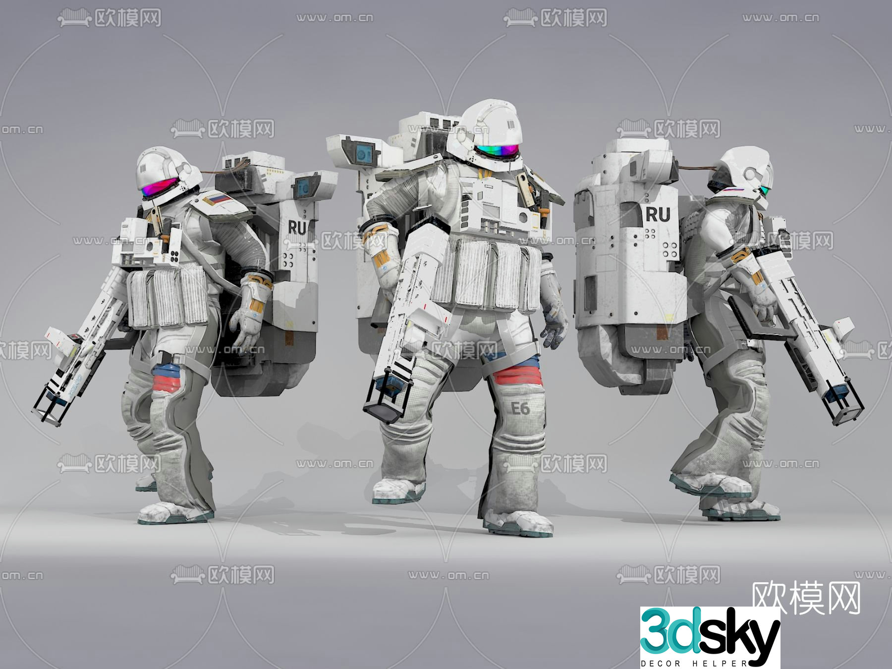 Modern astronaut outer space combat suit 3d model