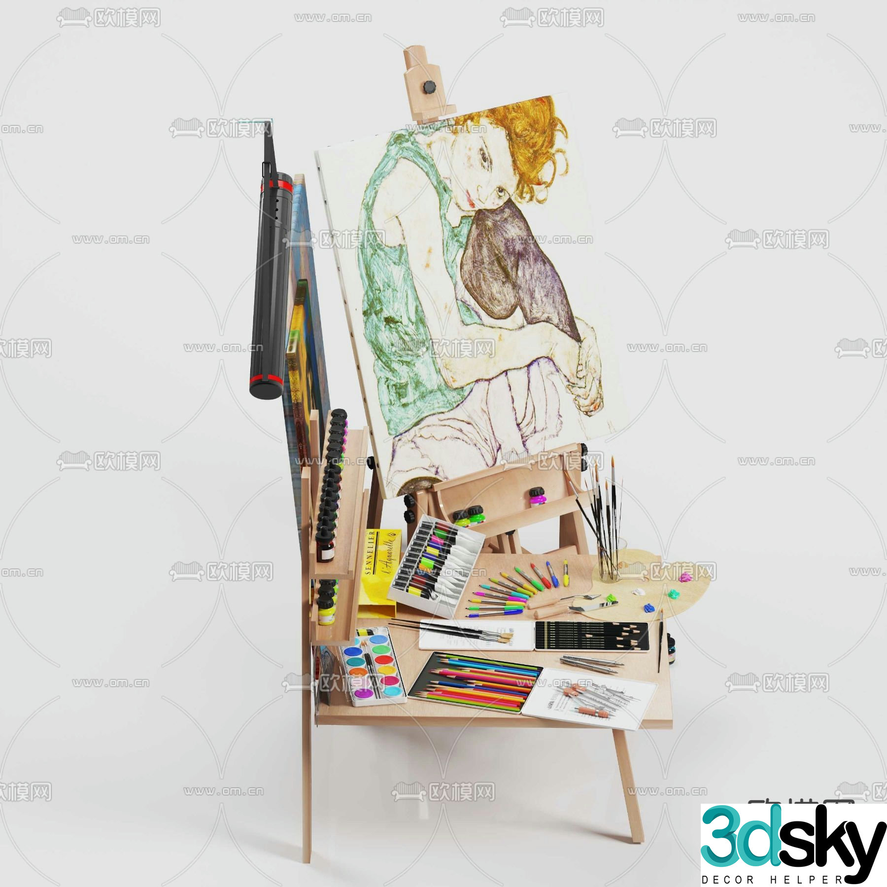 Modern art drawing board paint 3d model
