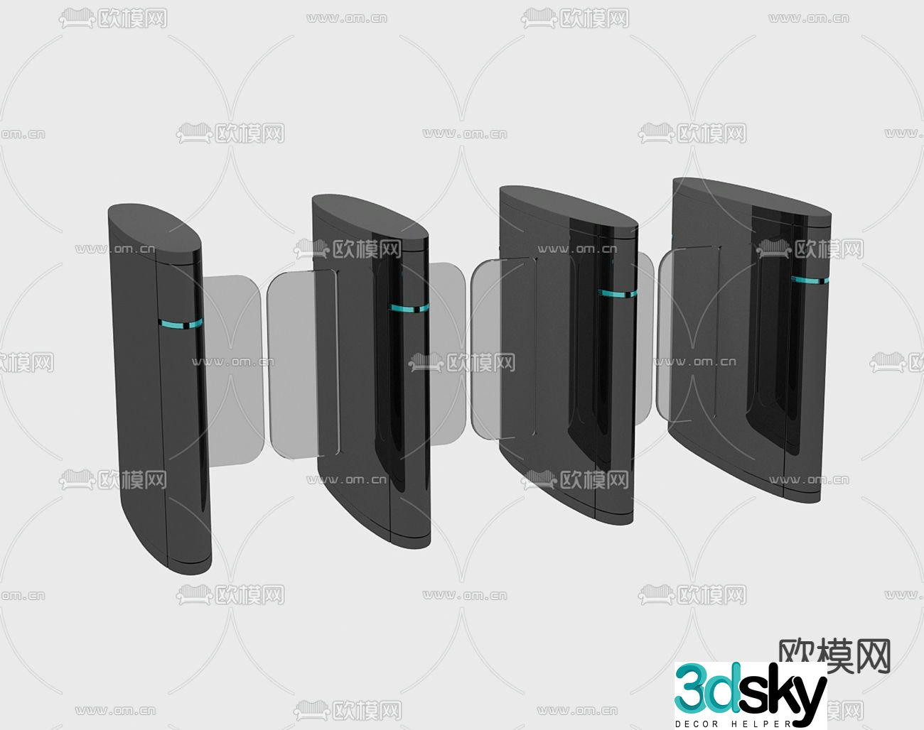 Modern hotel lobby gate access control machine 3d model