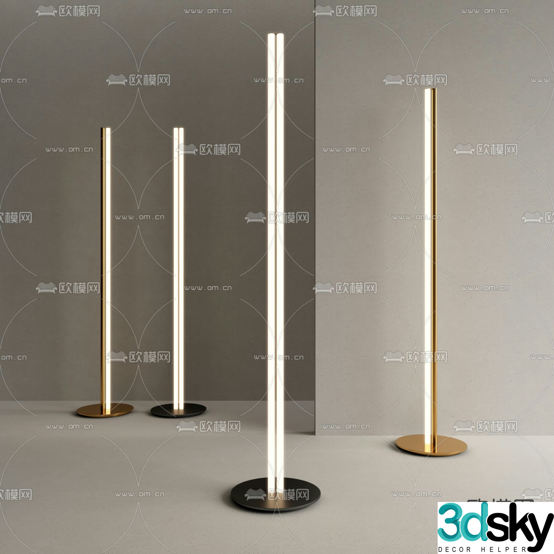 FLOS long column metal floor lamp 3d model