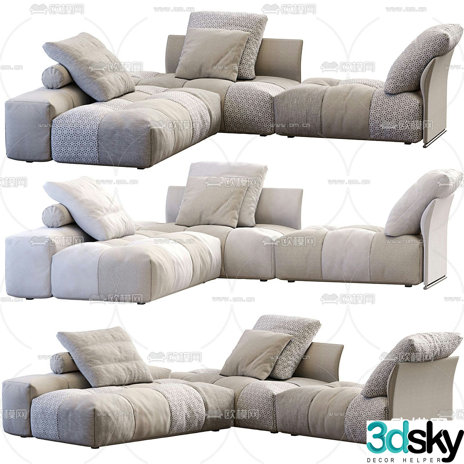 Flexform modern corner sofa 3d model