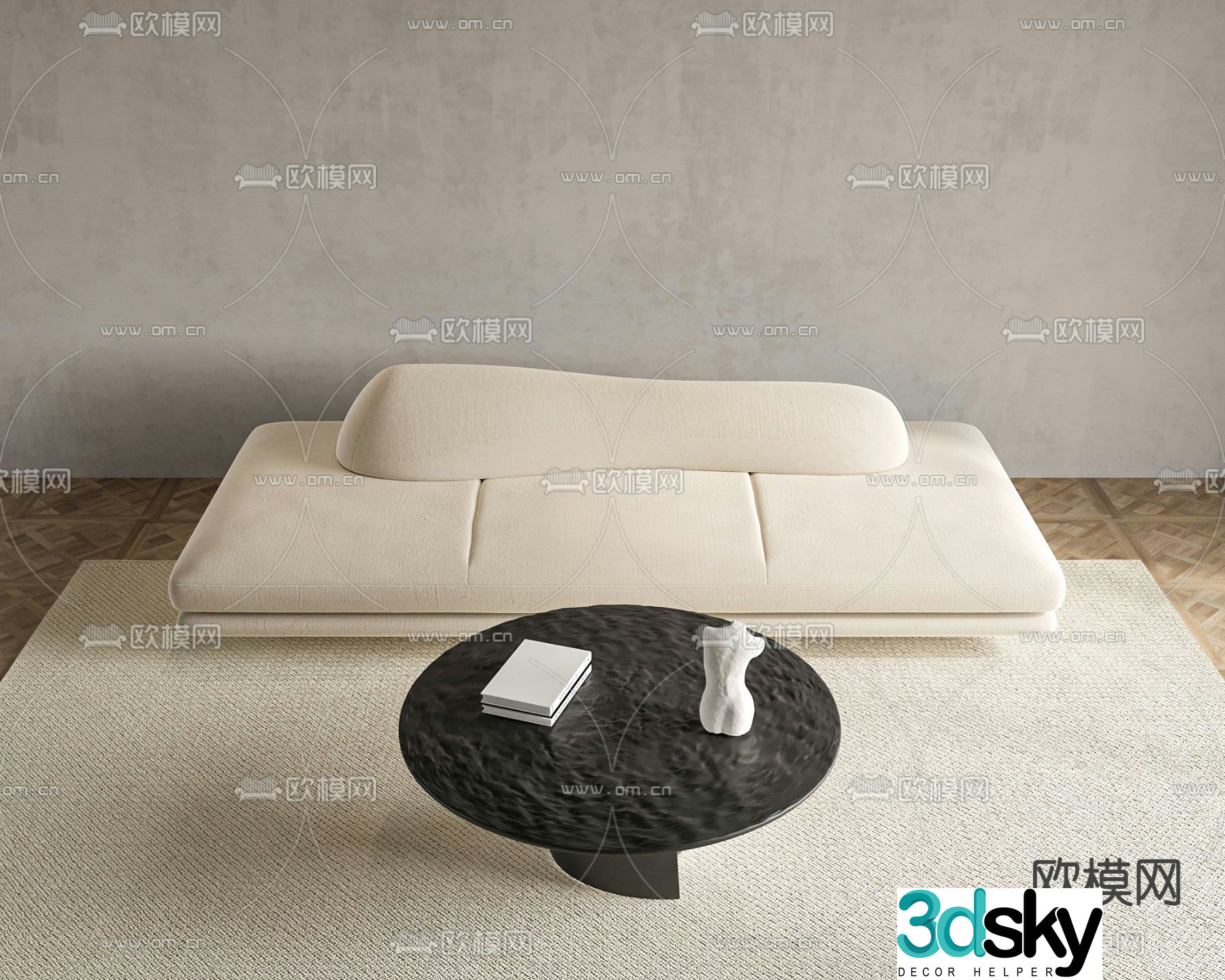 Minotti modern camel sofa 3d model