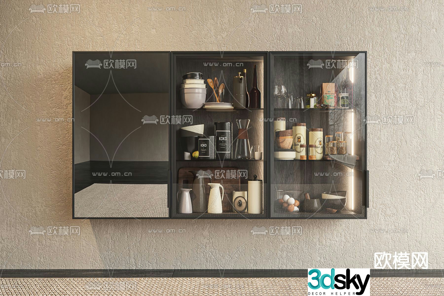 Minotti modern kitchen condiment storage cabinet 3d model