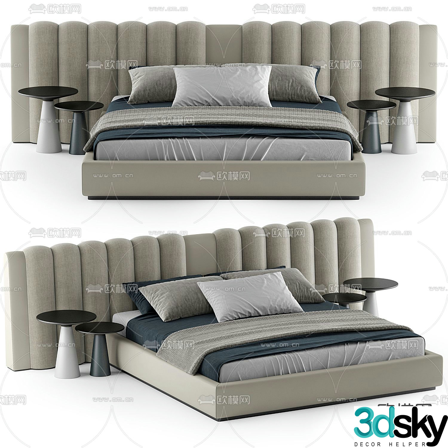 B&B Italia modern fabric double bed 23d model