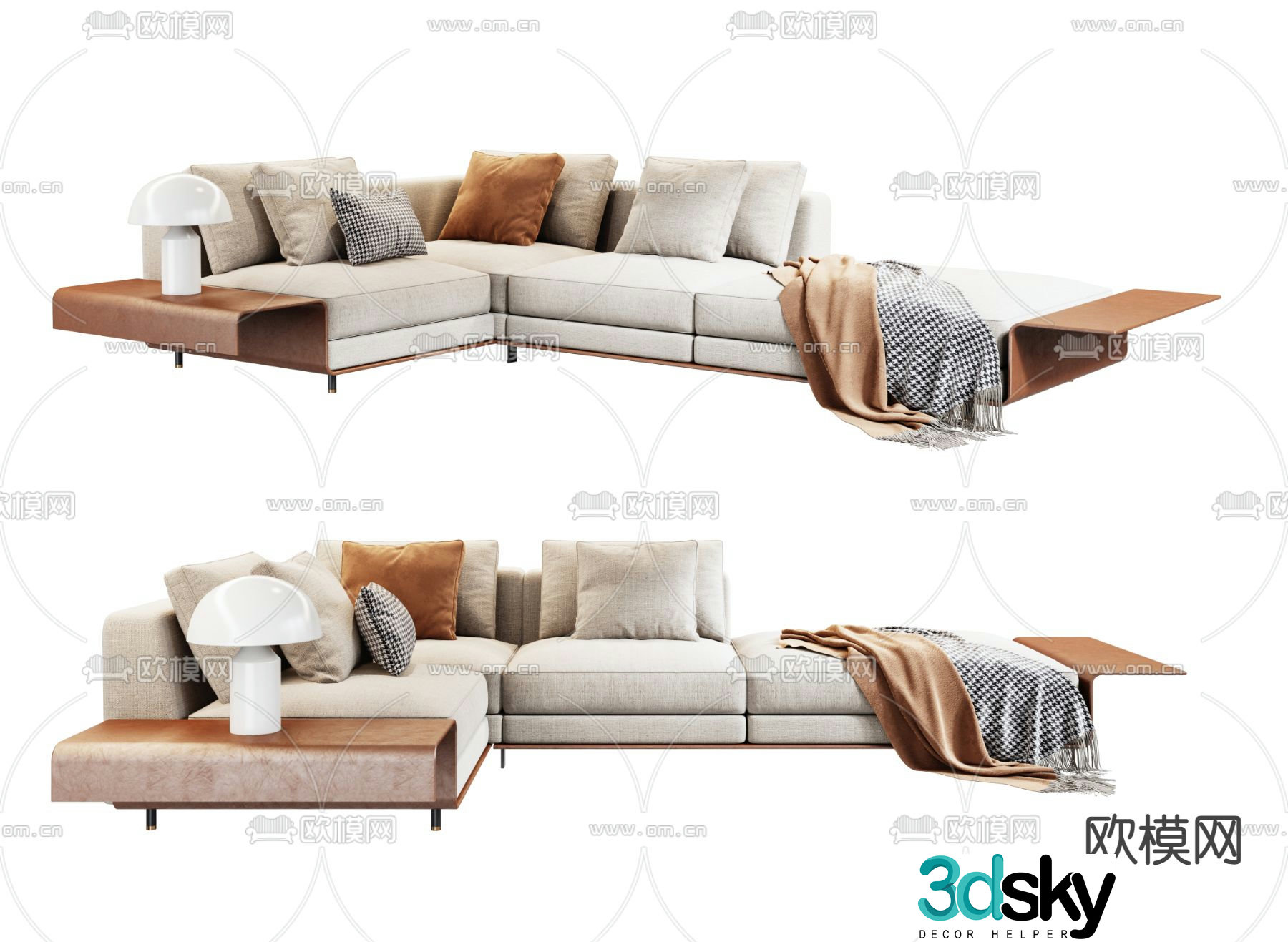 Poliform modern white corner sofa 3d model