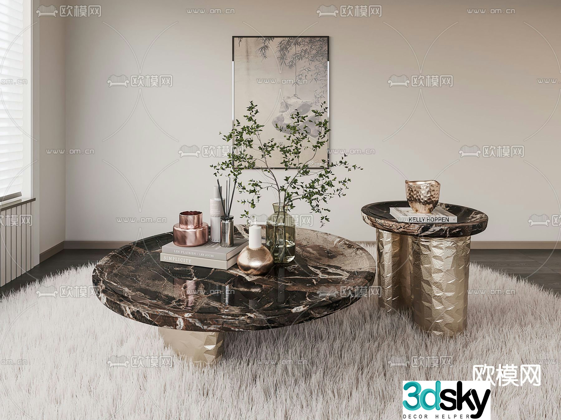 Poliform modern marble coffee table 3d model