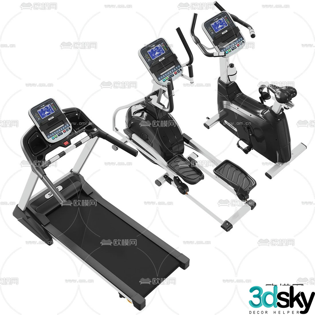Modern treadmill exercise bike 3d model