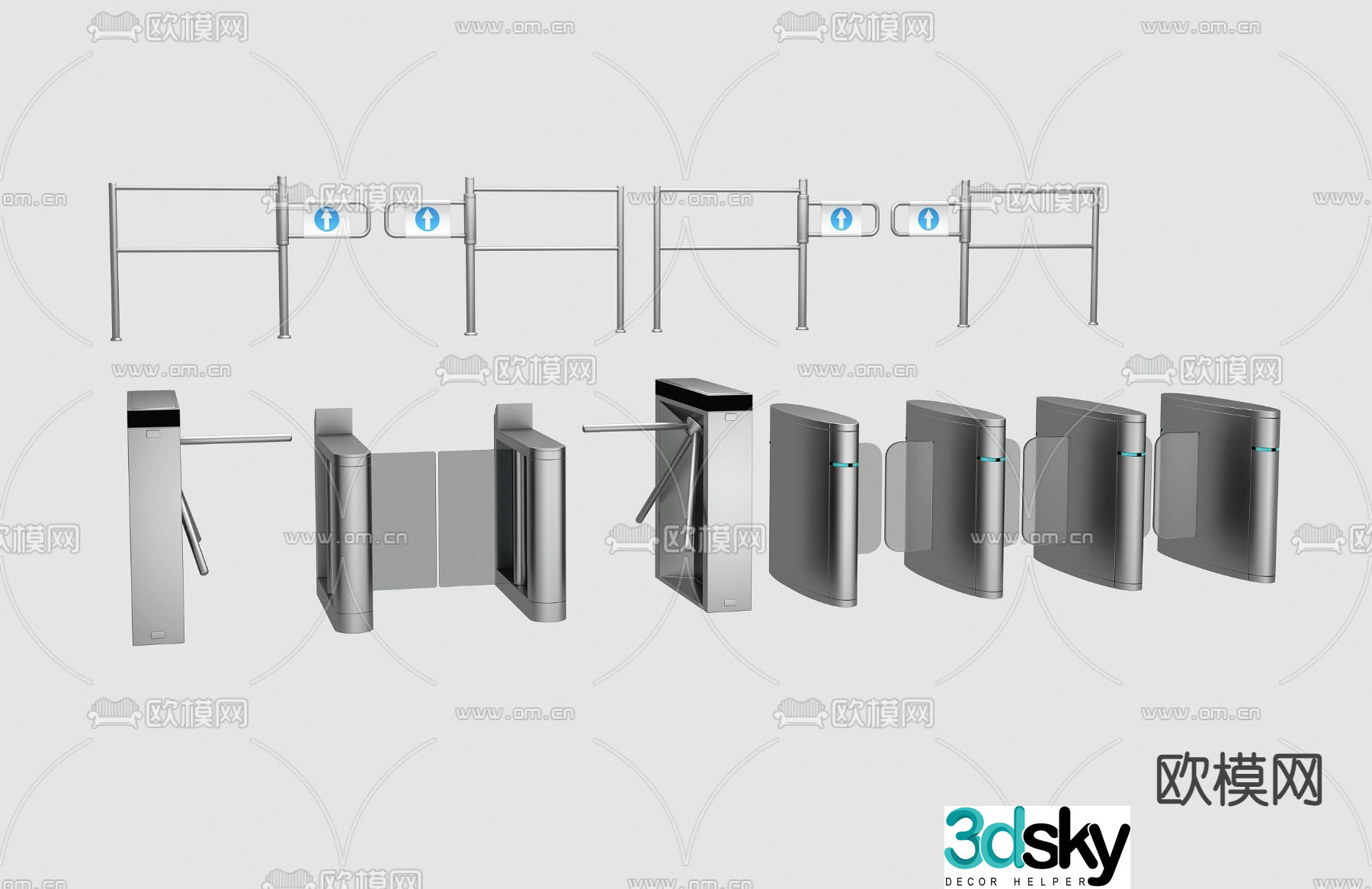 Modern safety channel gate combination 3D model