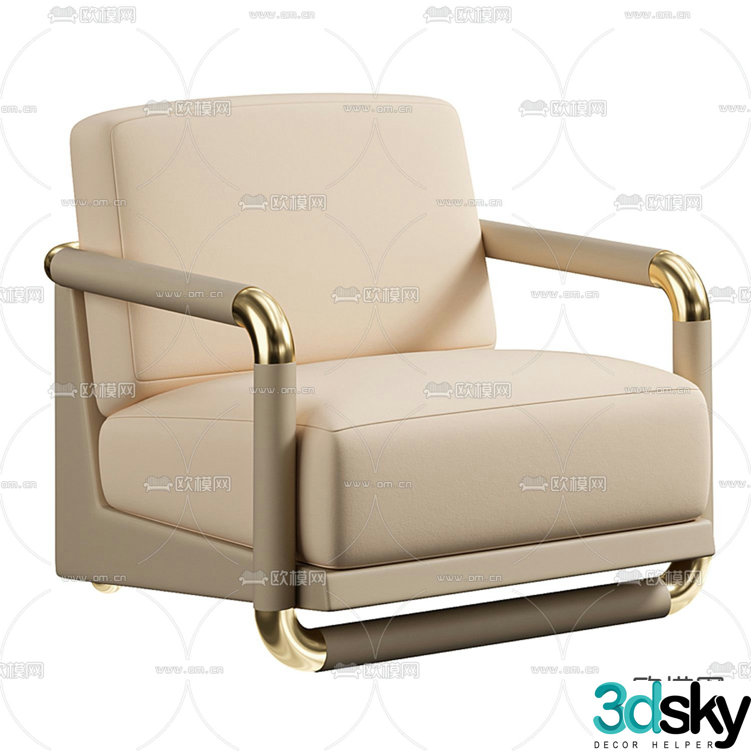 Pertica modern beige single sofa 3d model