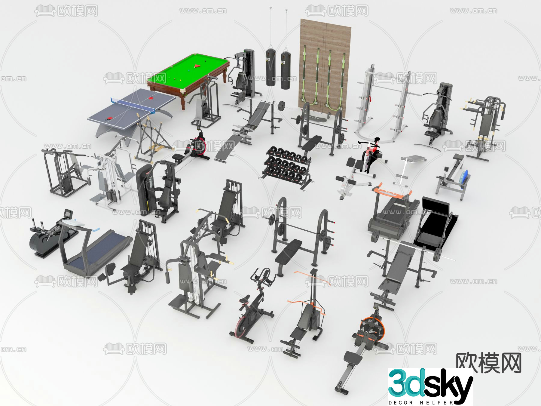 Modern fitness equipment 3d model