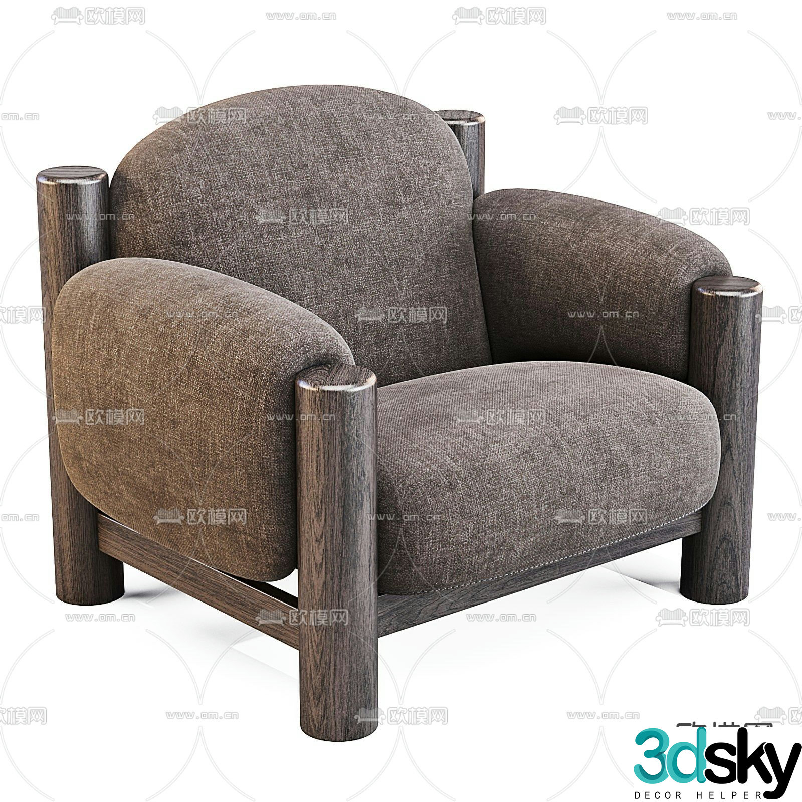 poliform modern brown lounge chair 3d model