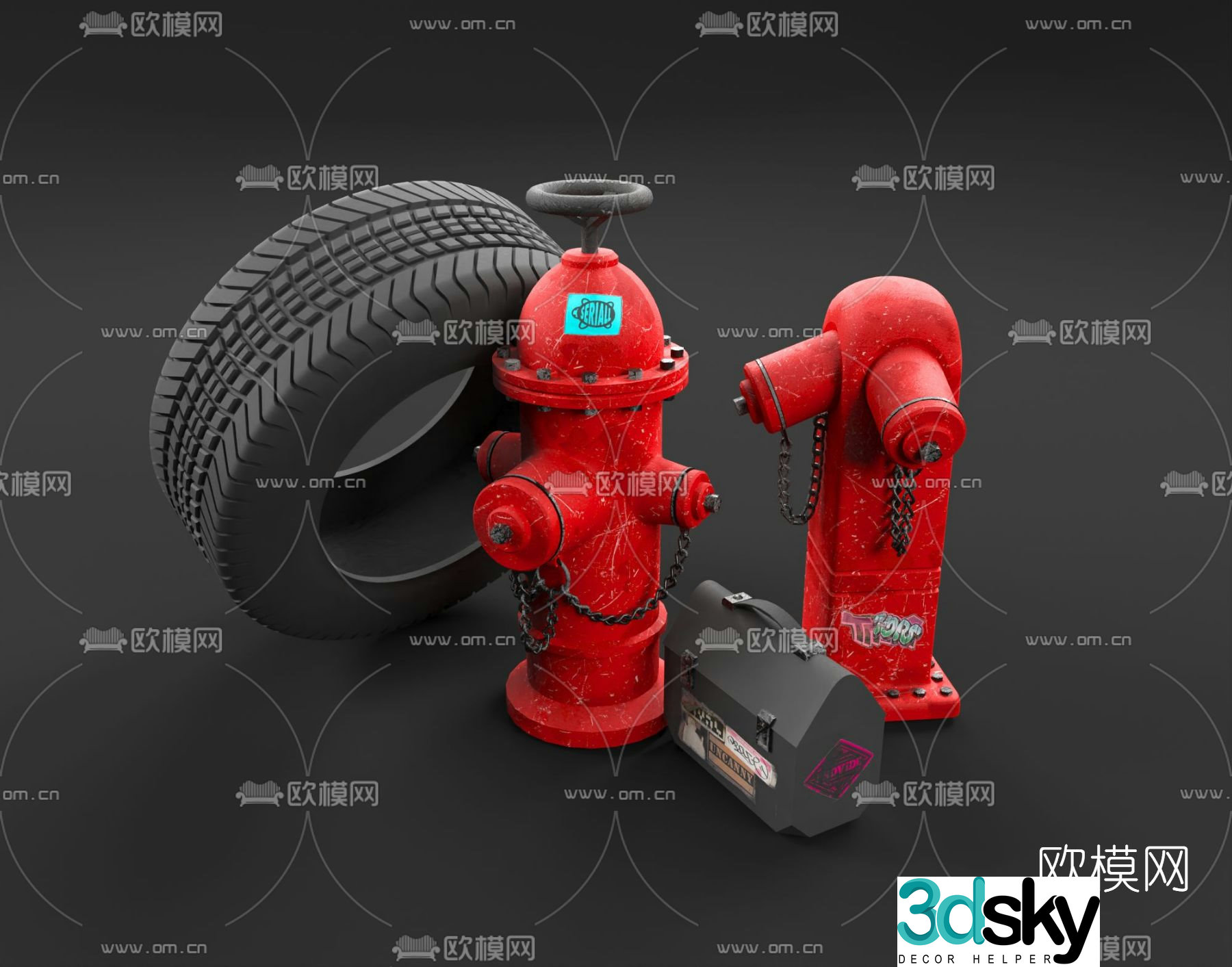 Modern fire hydrant 3d model