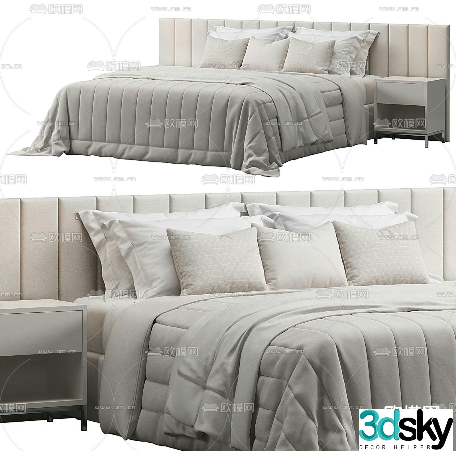 Pertica modern white double bed 3d model