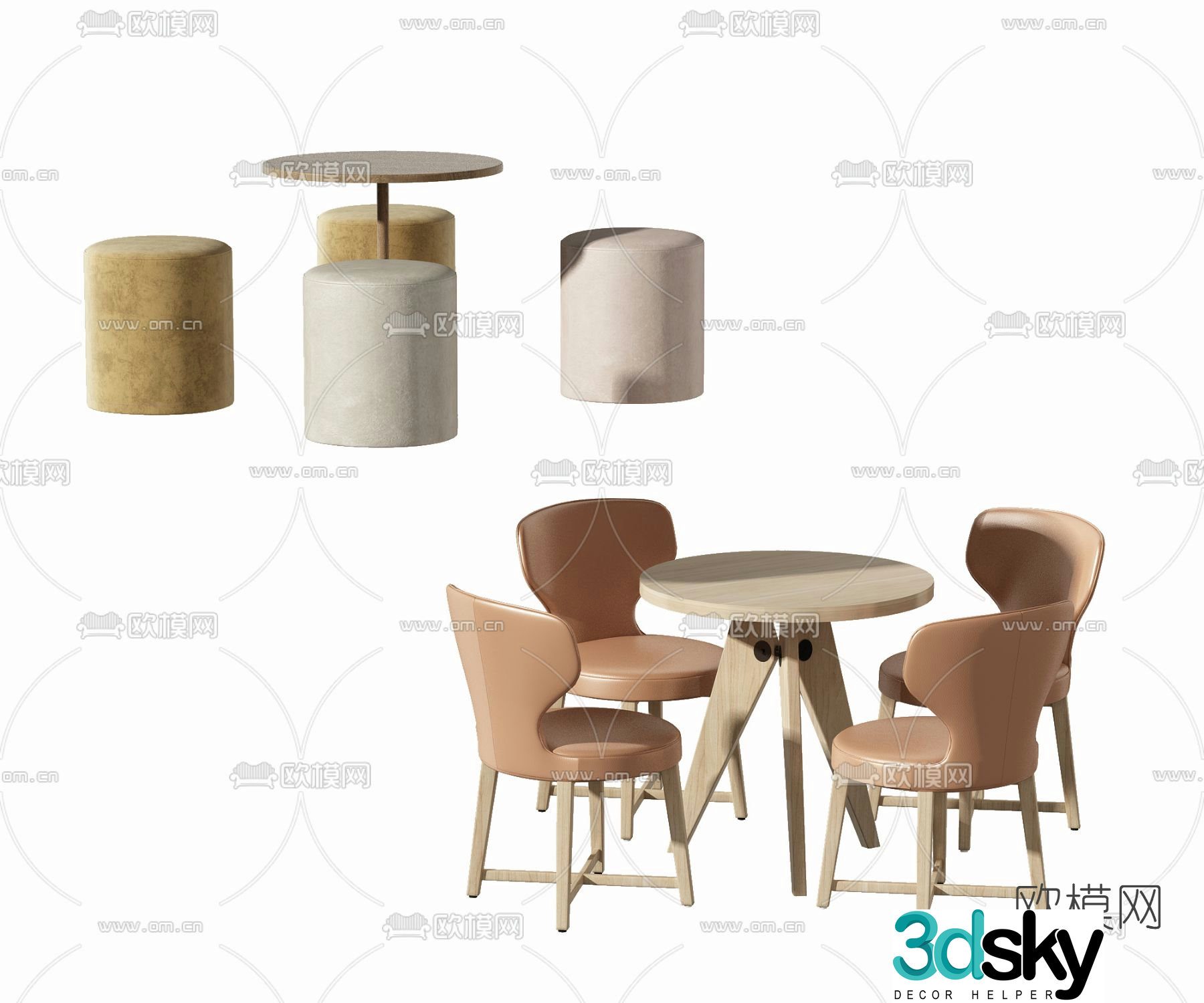 Modern children’s table and chair 3d model