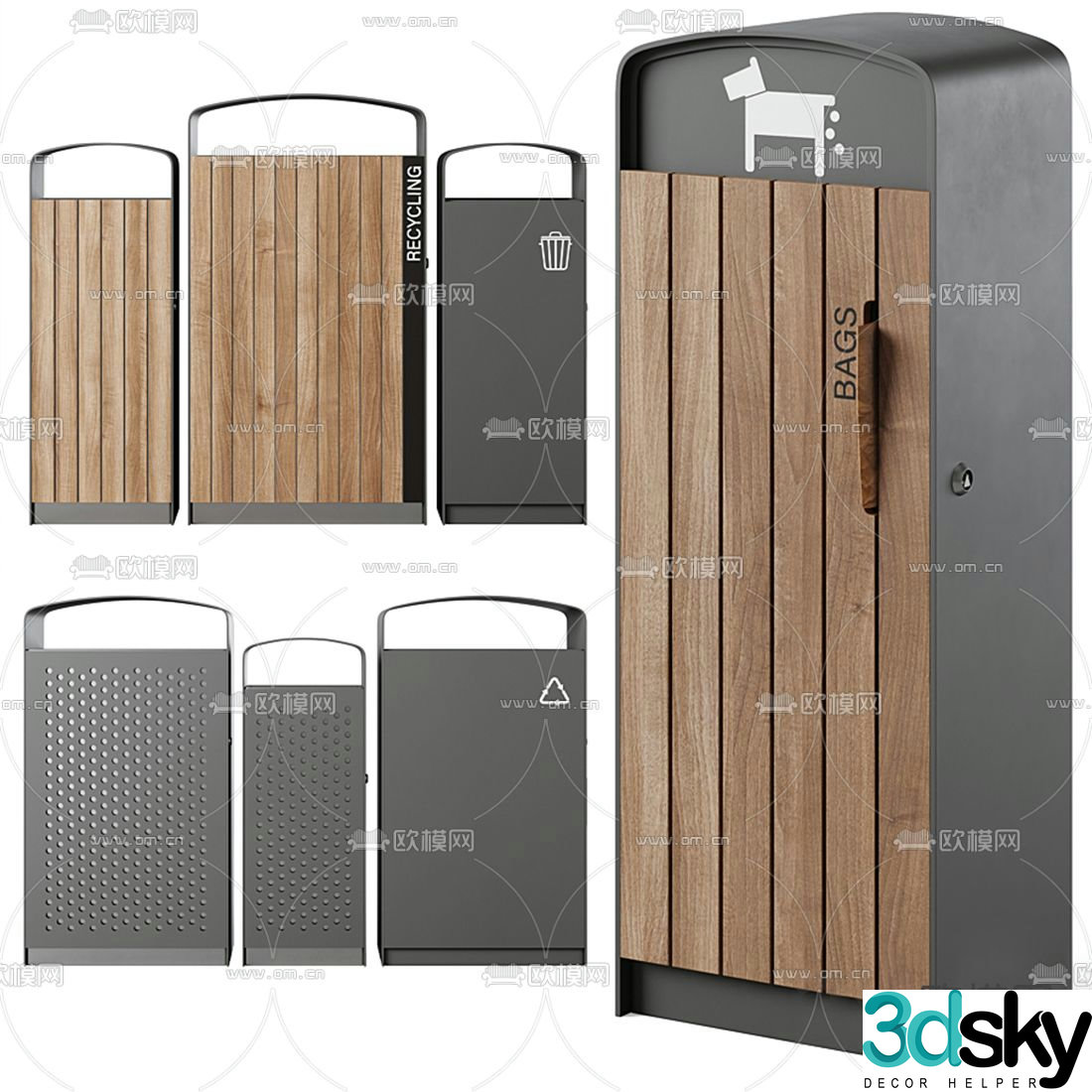 Modern outdoor trash can 3d model