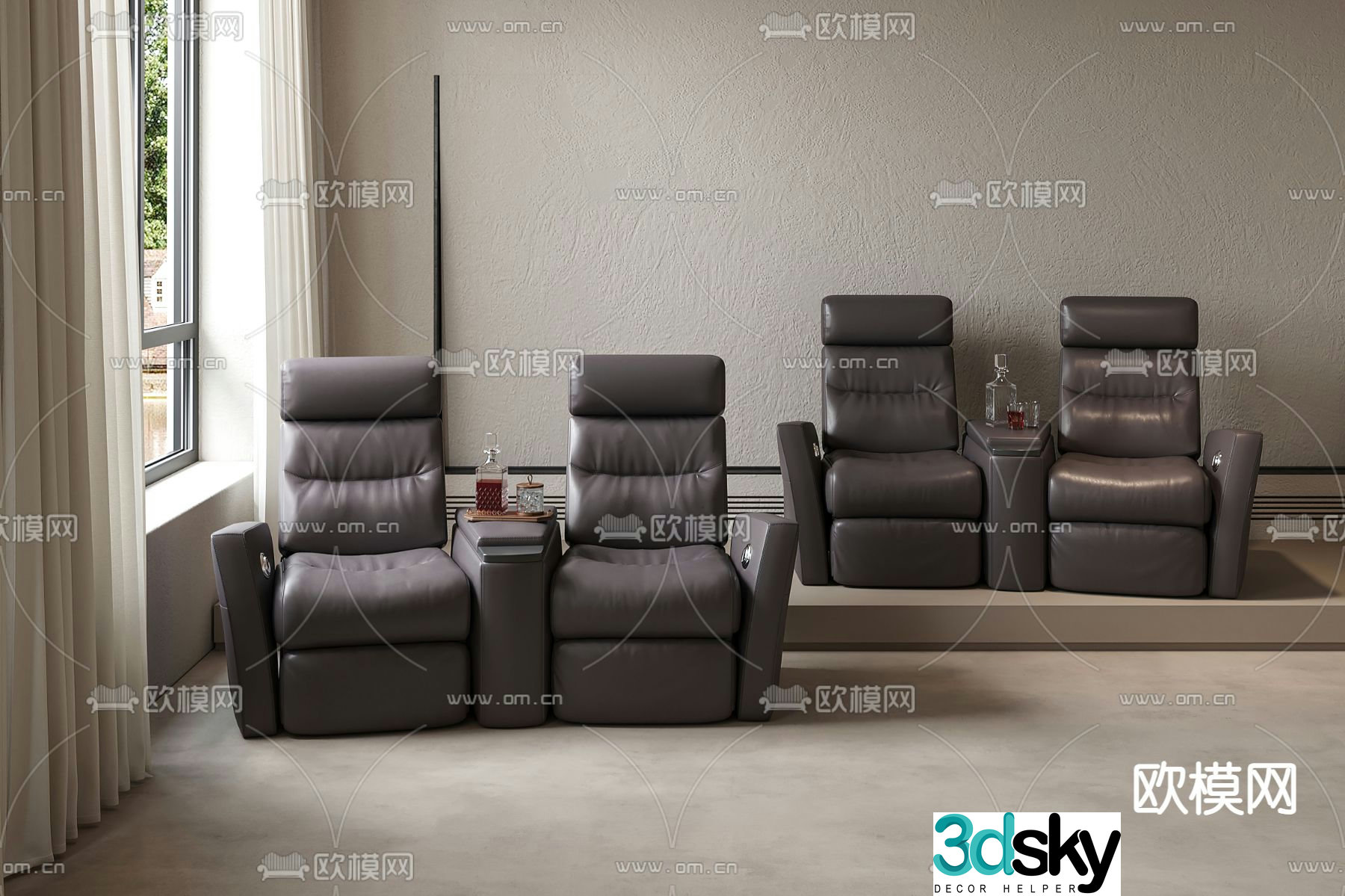 Minotti modern dark gray massage chair 3d model
