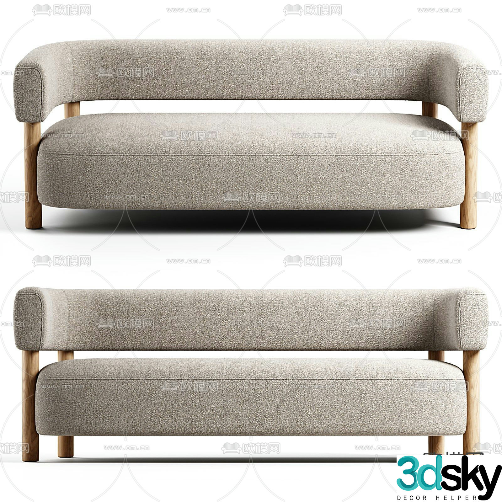 Flexform modern white multi-seater sofa 3d model
