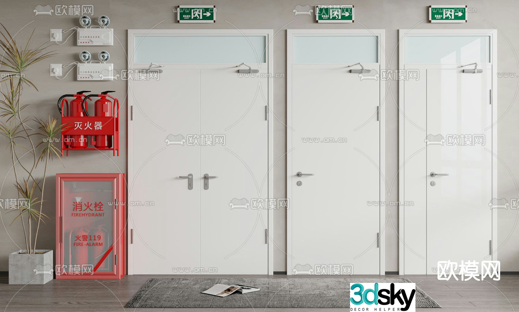 Modern fire door fire equipment 3d model